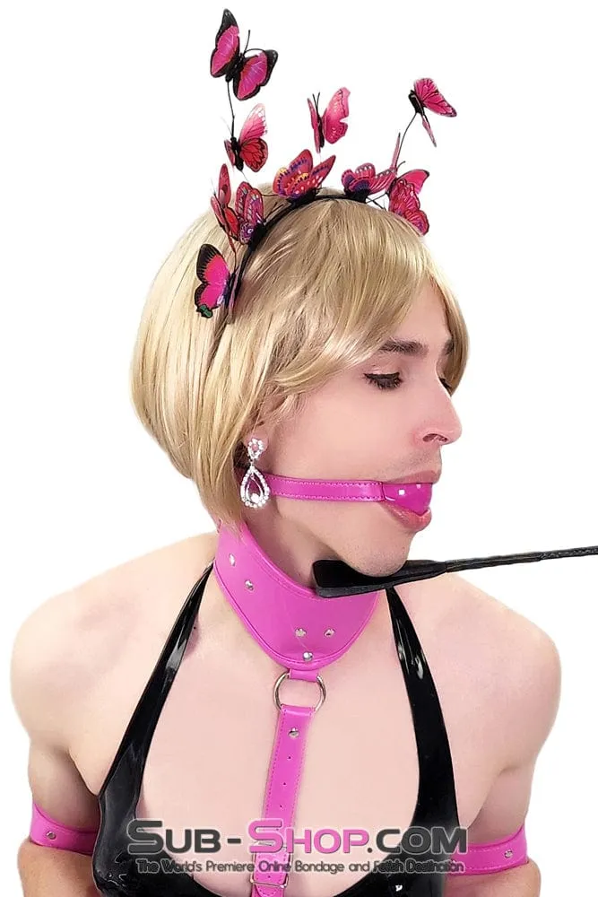 0601DL-SIS      Forced Feminization Large Hot Pretty ink Sissy Rubber Ballgag on Hot Pink Strap