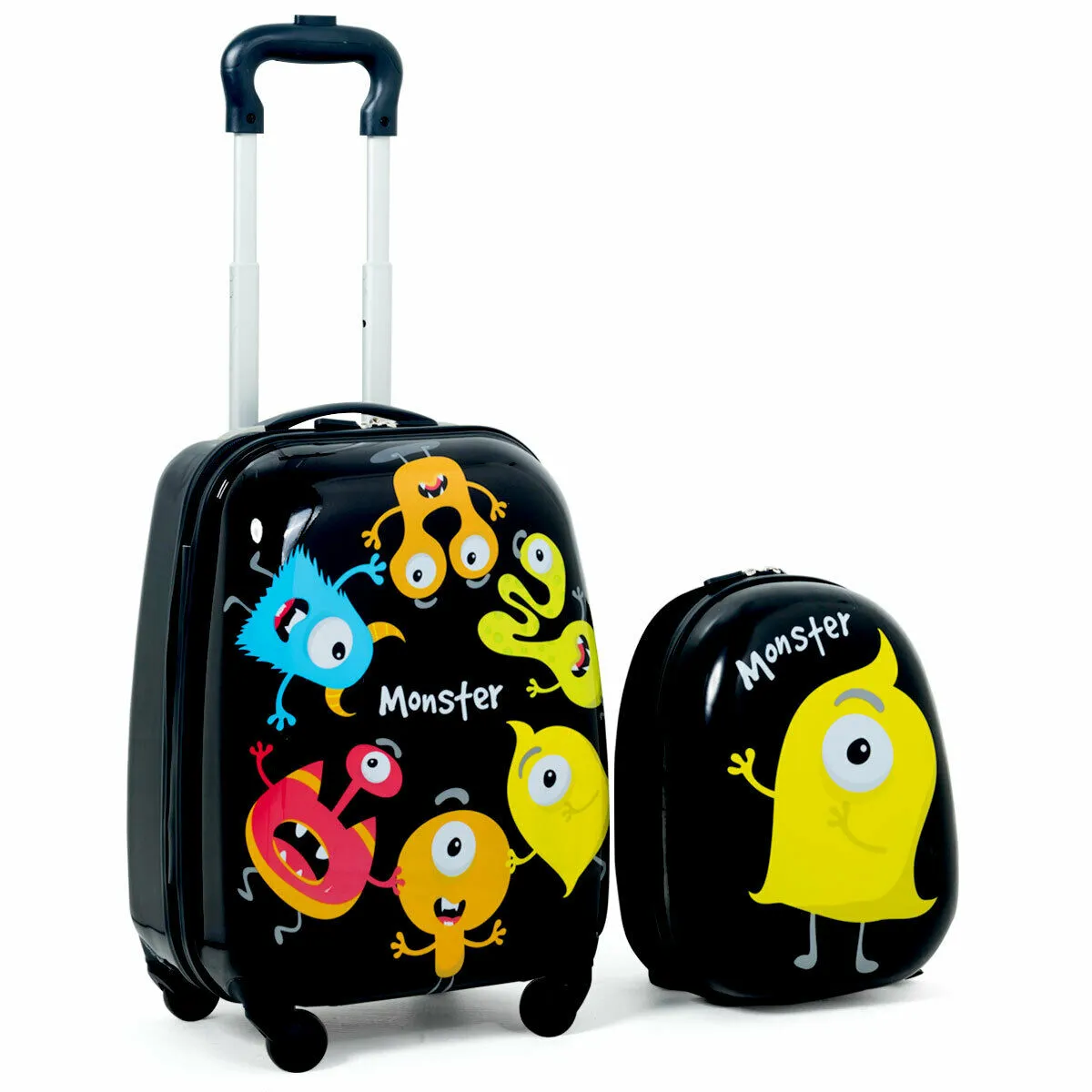 2 Pieces Kids Luggage Set with 4 Casters and Retractable Handle