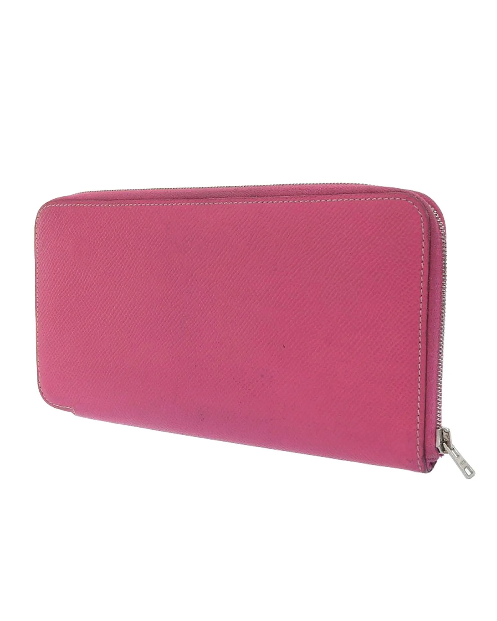 Authentic Hermes Long Silk Wallet in Epsom Pink Leather