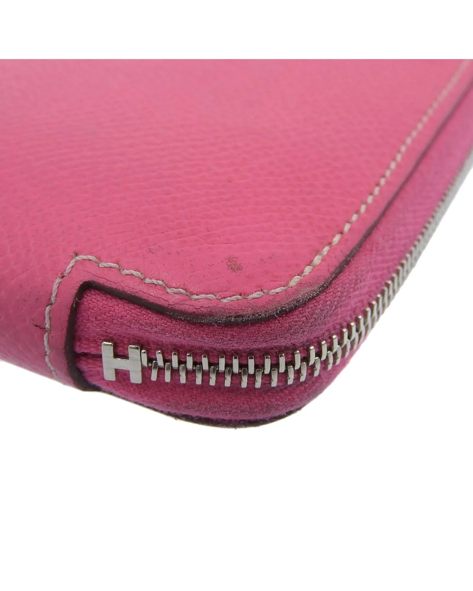 Authentic Hermes Long Silk Wallet in Epsom Pink Leather