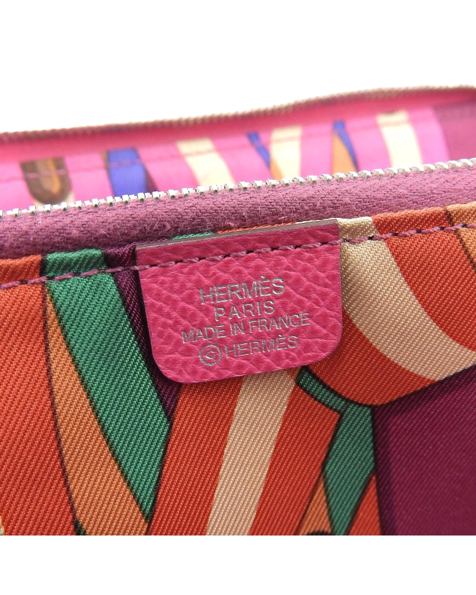 Authentic Hermes Long Silk Wallet in Epsom Pink Leather