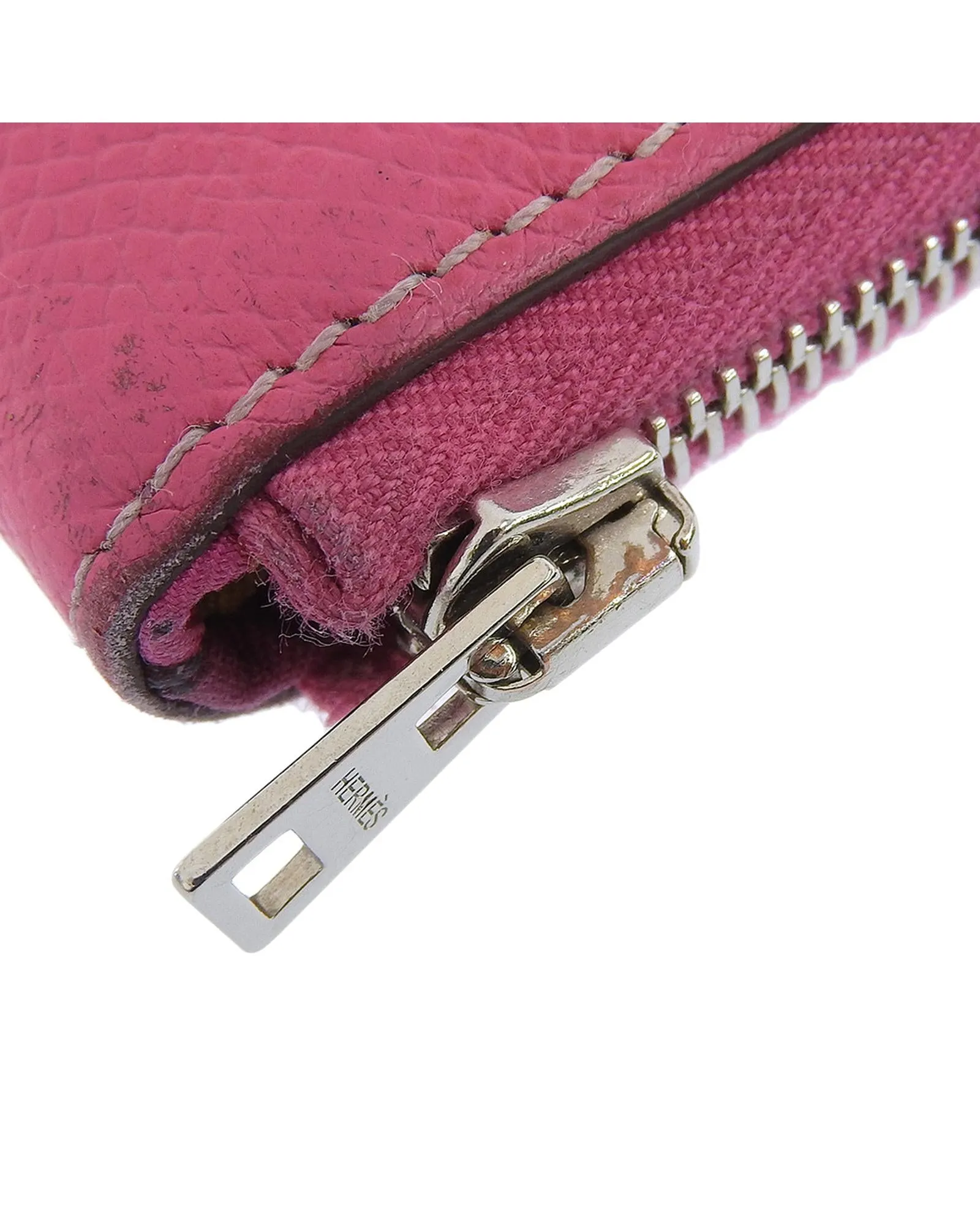 Authentic Hermes Long Silk Wallet in Epsom Pink Leather