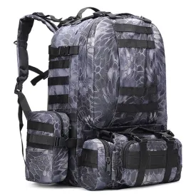 B08 Camping Trip Oxford Cloth Bag Outdoor Hiking Mountaineering Combination Backpack(Python Black)