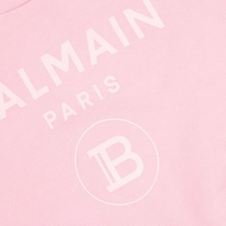 Balmain Kids Pink Cutout Shoulder Sweatshirt