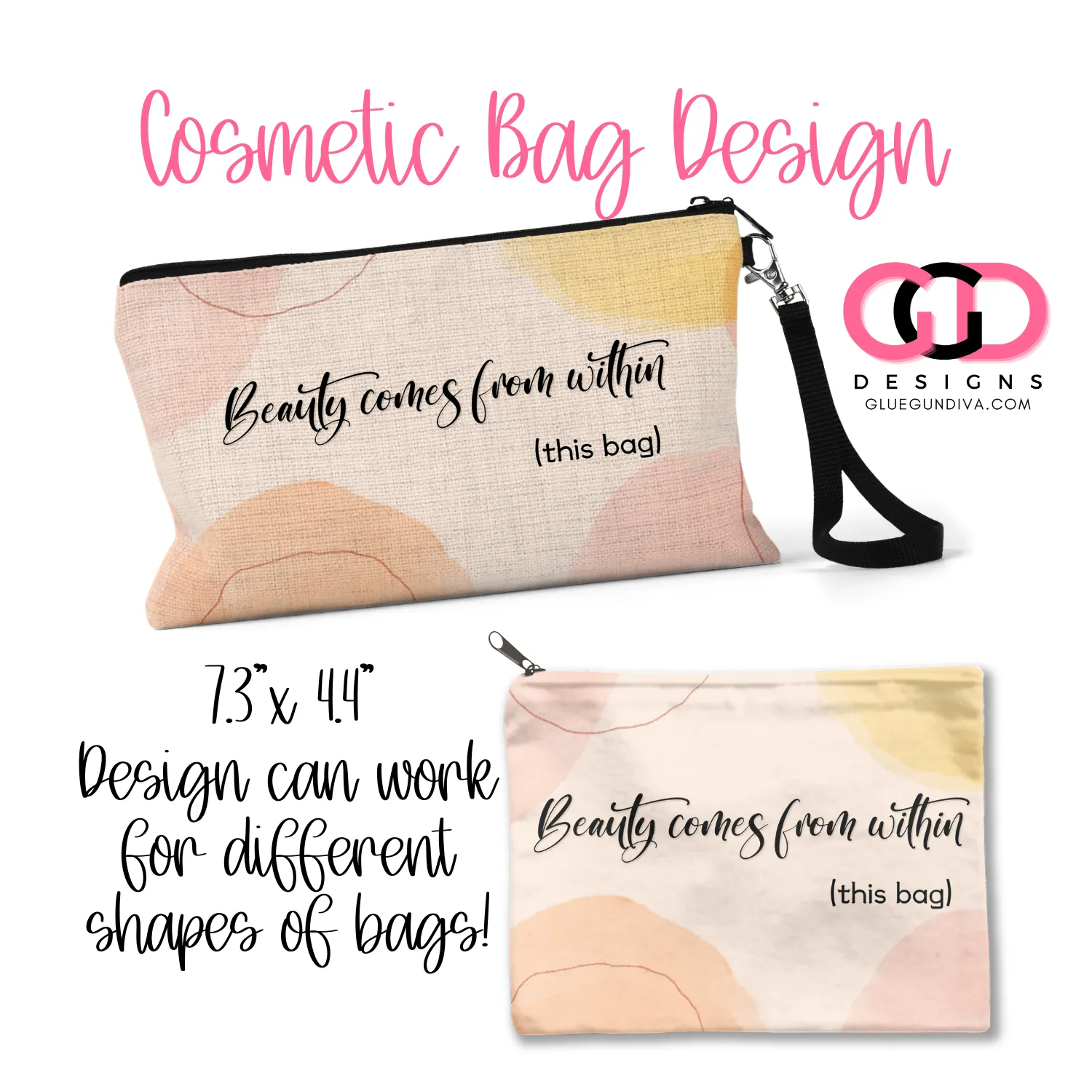 Beauty comes from within-   Digital image for Cosmetic Bags