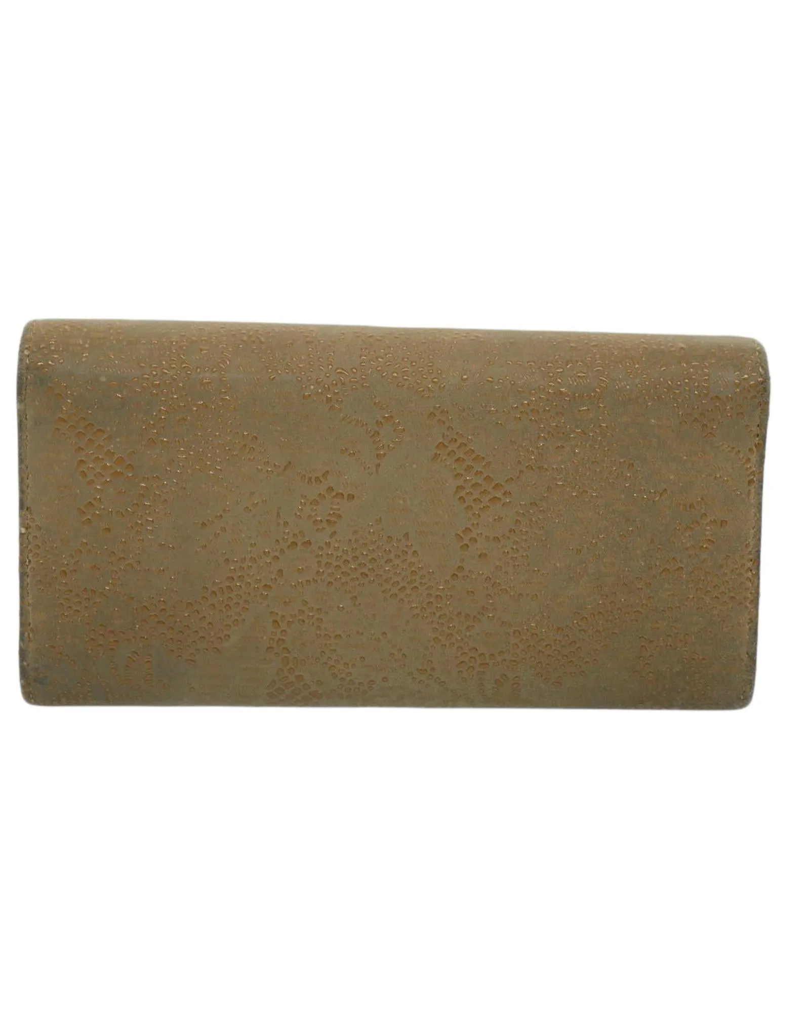 Beige Suede Long Wallet with CC Logo and Accessories