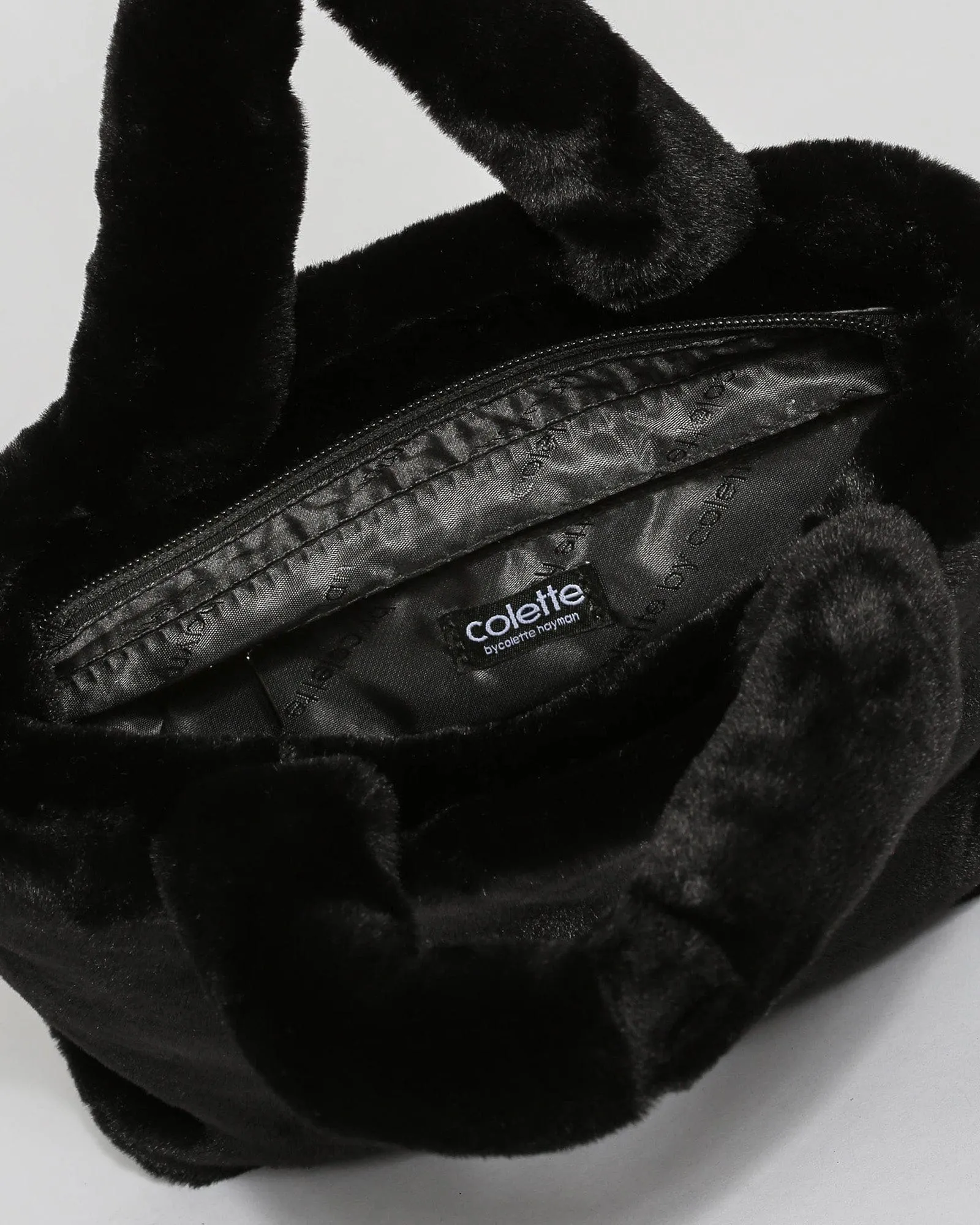 Black Emma Fur Small Tote Bag