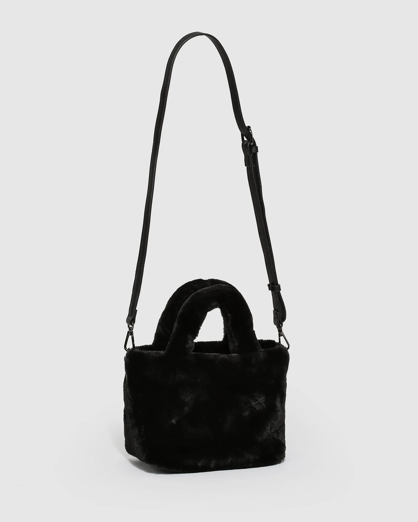 Black Emma Fur Small Tote Bag