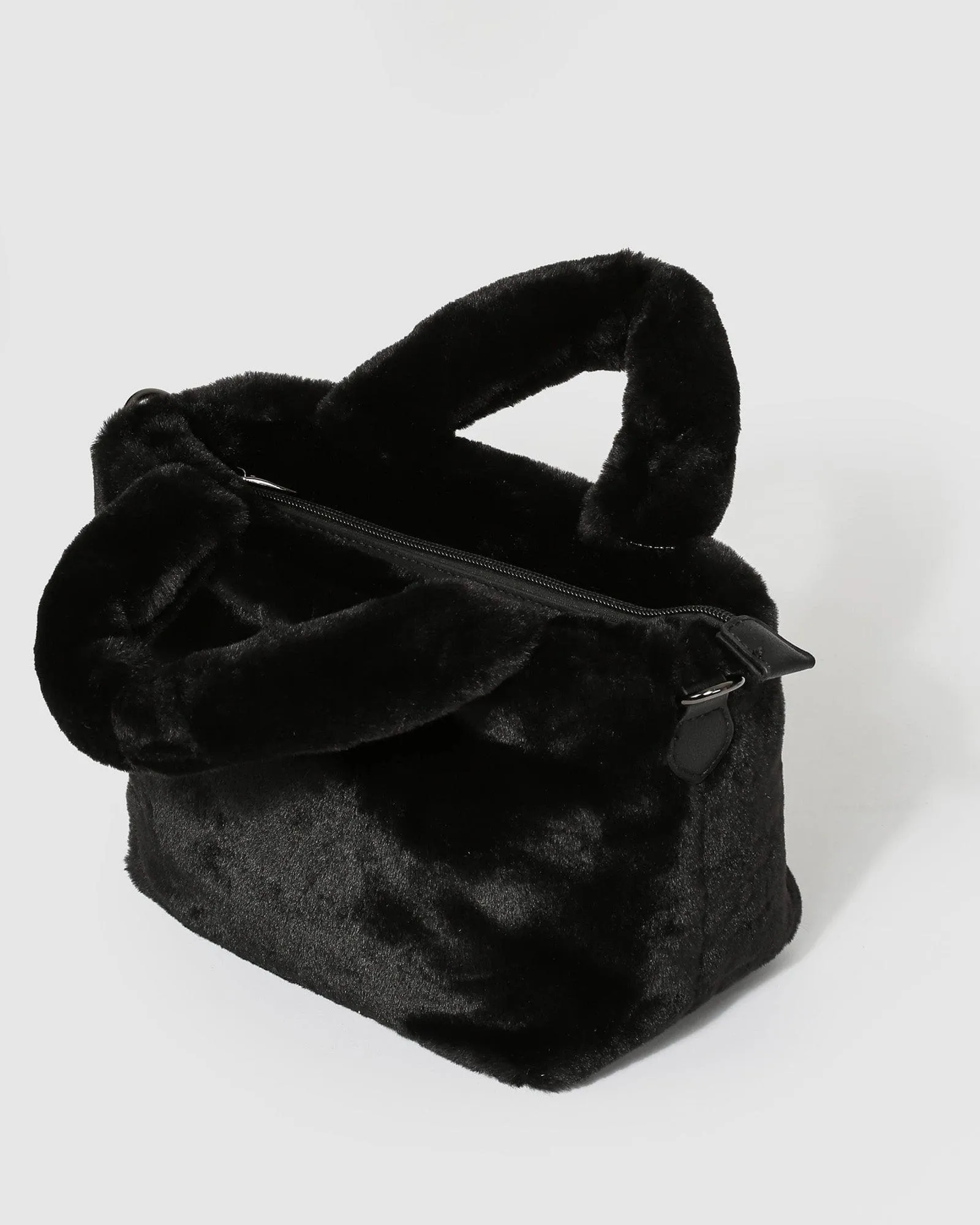 Black Emma Fur Small Tote Bag