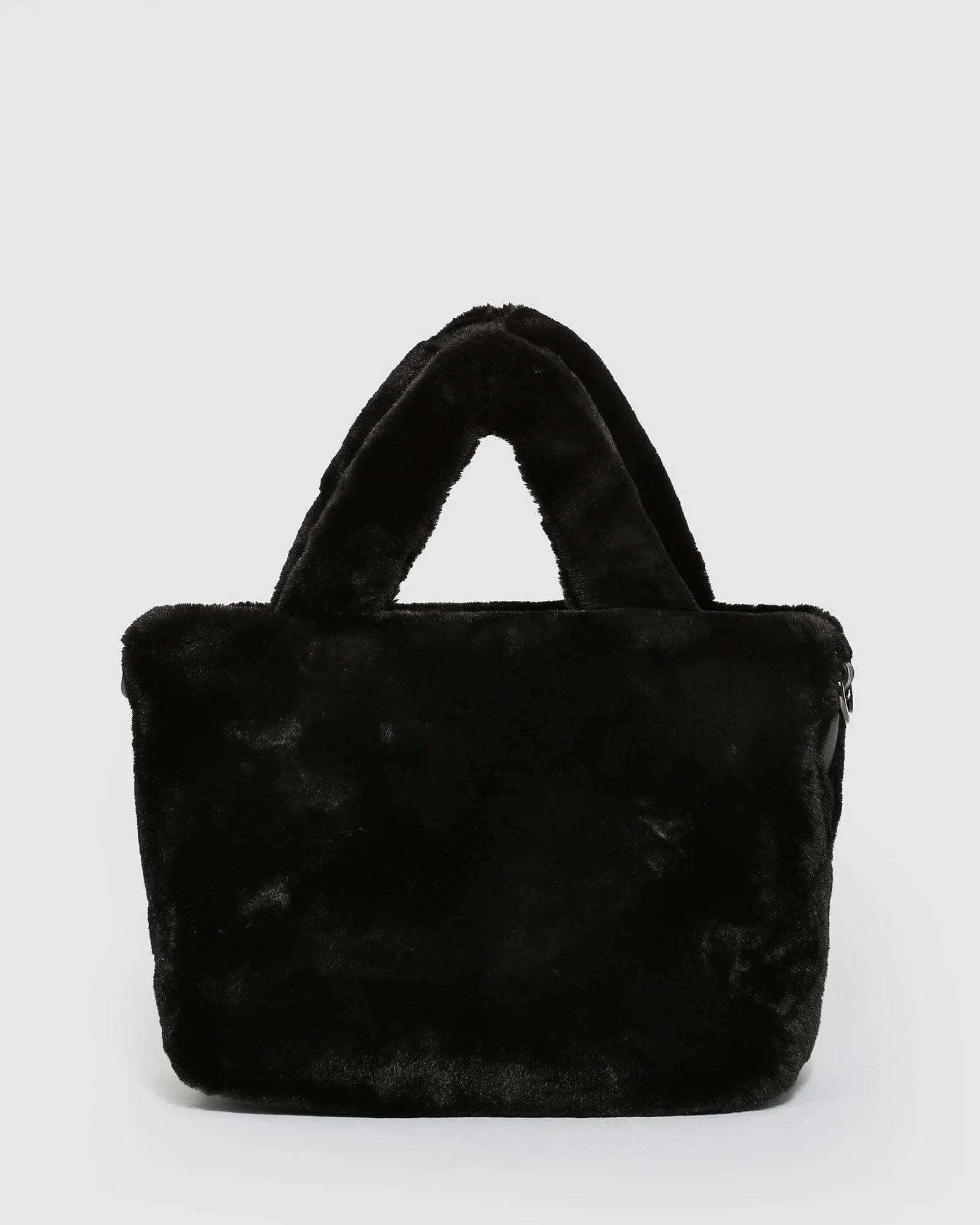 Black Emma Fur Small Tote Bag