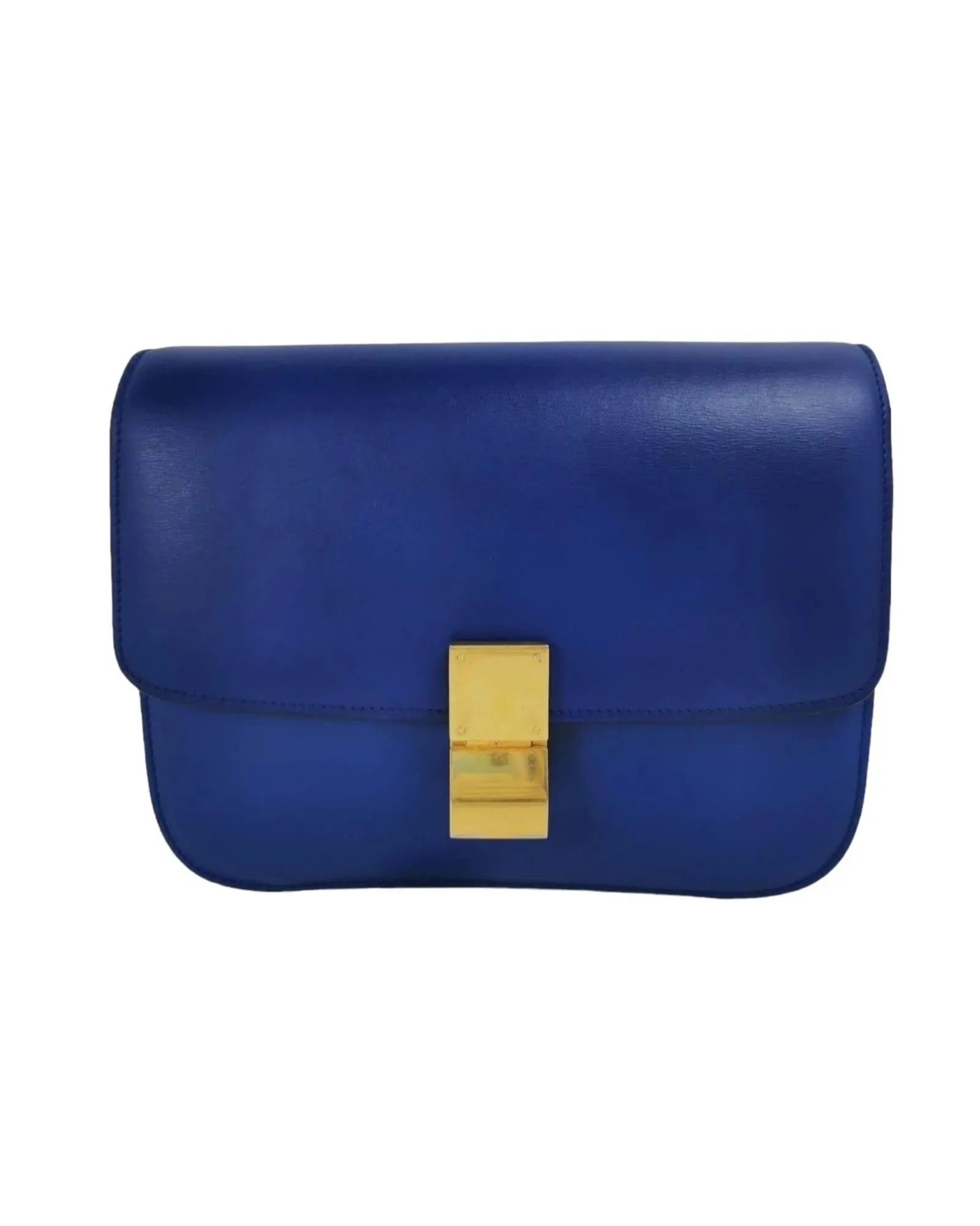 Classic Box Leather Shoulder Bag with Gold Hardware