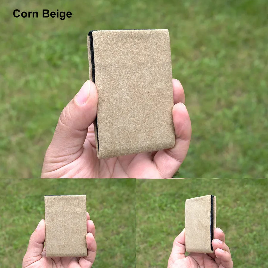 Elevate Your Style with Our Alcantara Minimalist Wallet for Everyday Use - Mens Wallets - RFID Wallet - Beige