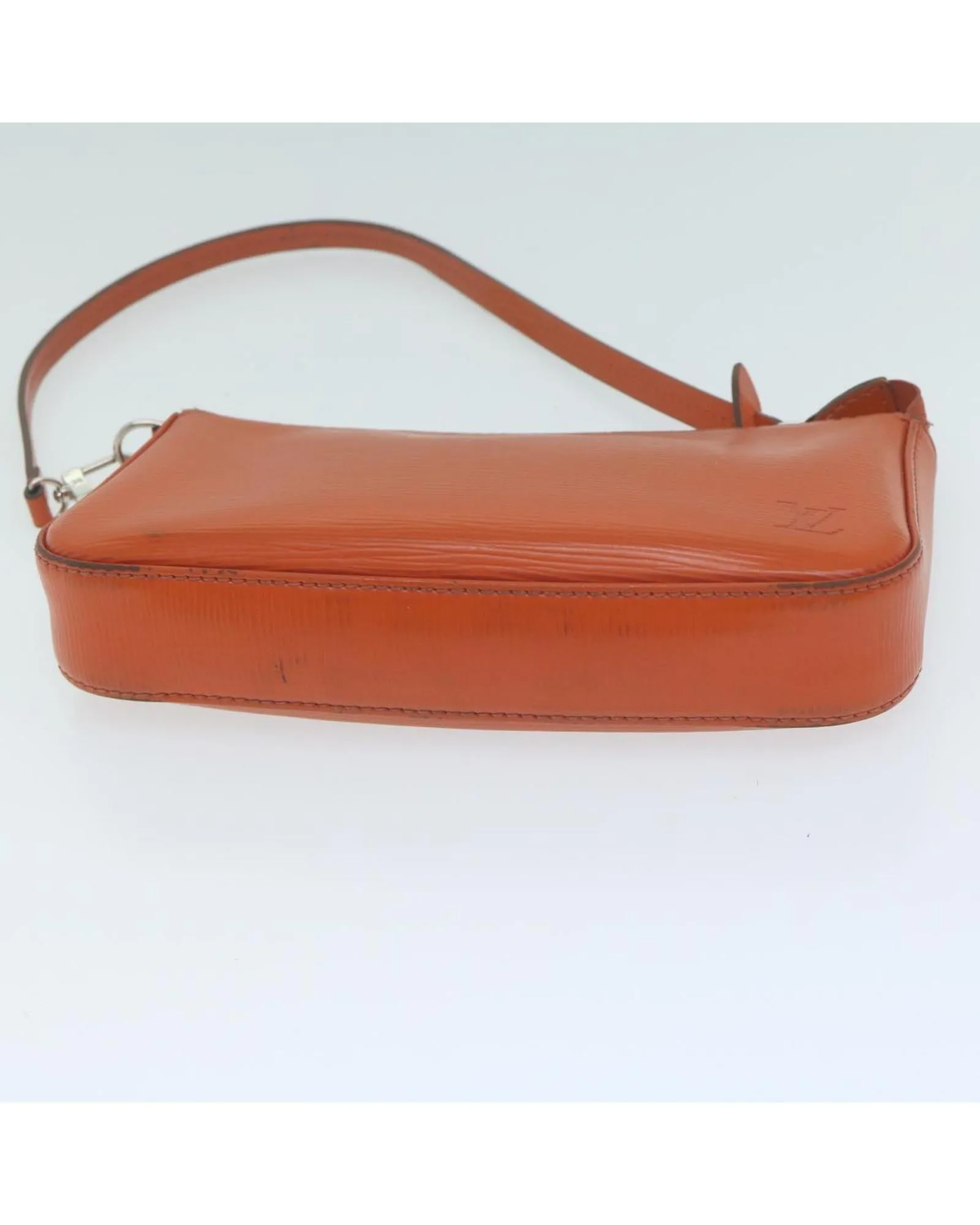 Epi Leather Pouch with Metal Fittings and Multiple Pockets