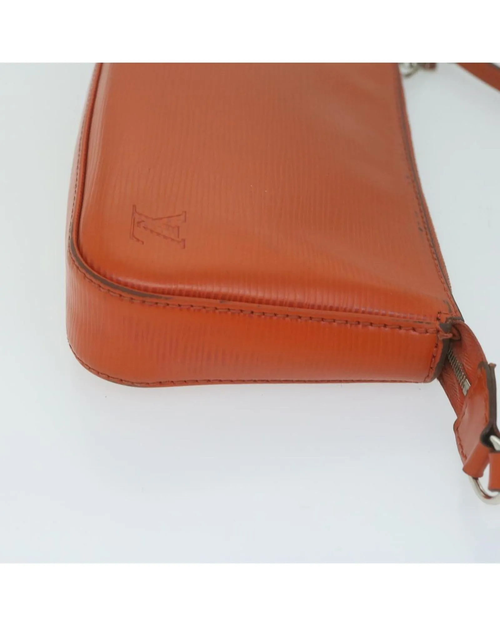 Epi Leather Pouch with Metal Fittings and Multiple Pockets