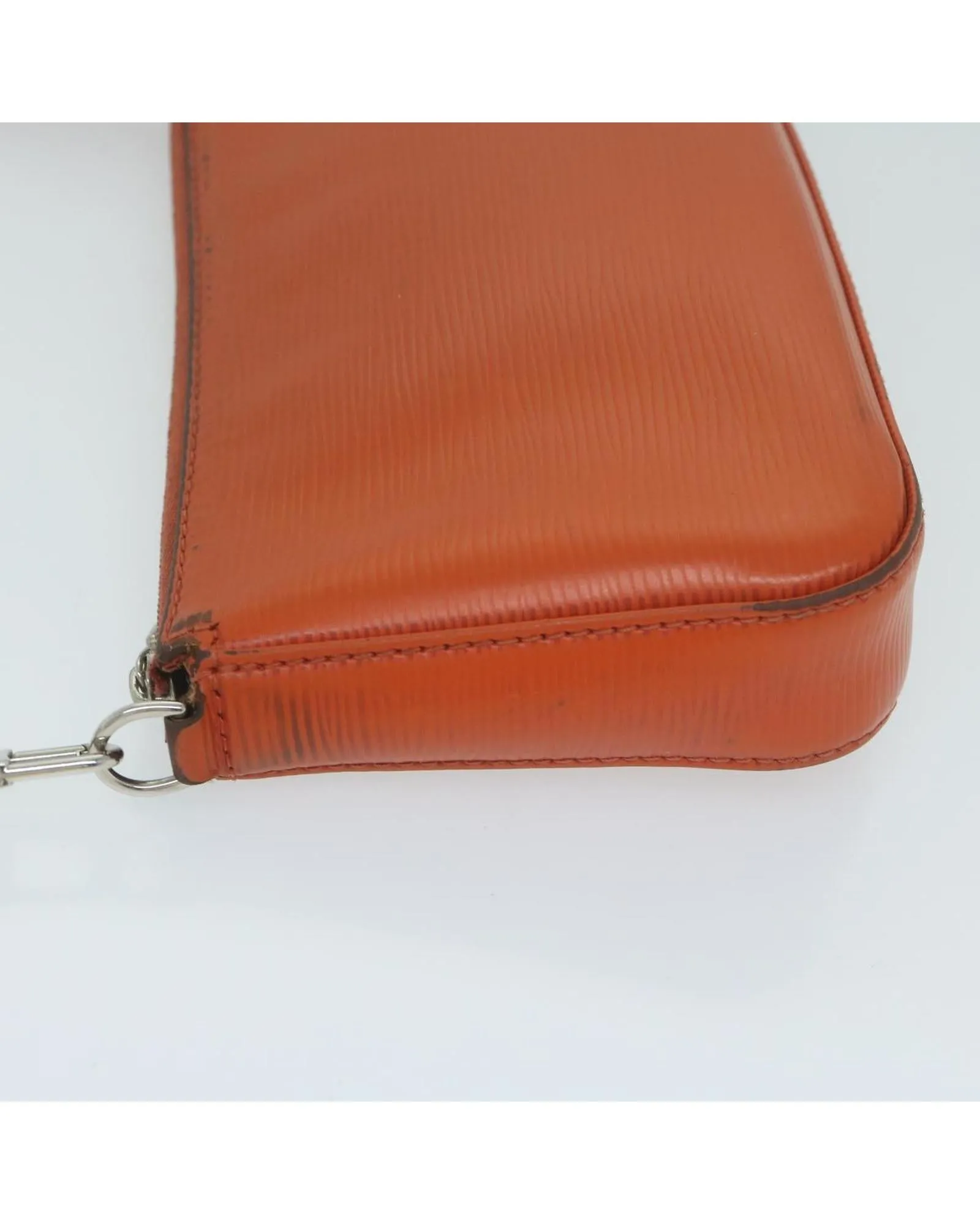 Epi Leather Pouch with Metal Fittings and Multiple Pockets