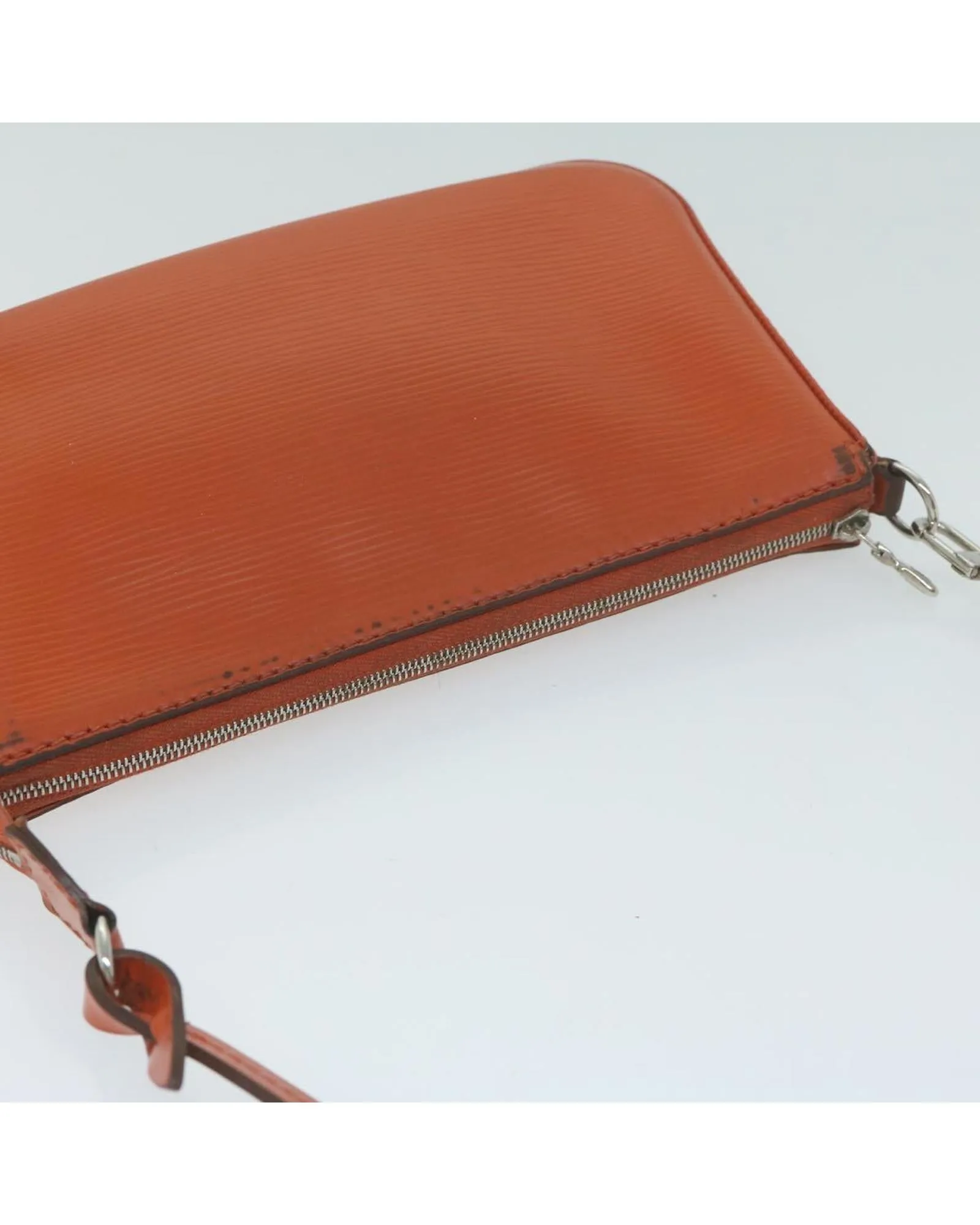 Epi Leather Pouch with Metal Fittings and Multiple Pockets