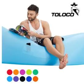 Fast Inflatable hangout Camping Sleep Bed Air Sofa Beach Bed Banana Lounger Air Bed Lazy Sleeping Bag With Side Pocket