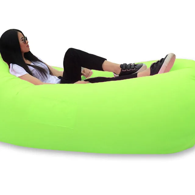 Fast Inflatable hangout Camping Sleep Bed Air Sofa Beach Bed Banana Lounger Air Bed Lazy Sleeping Bag With Side Pocket