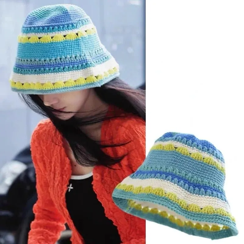 Floral Crochet Bucket Hat for Women - Sun Protection and Breathable Design