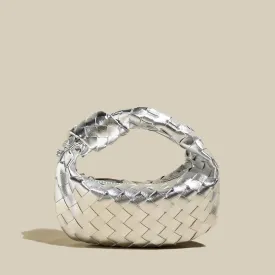 Gala Woven Metallic Silver Knot Bag