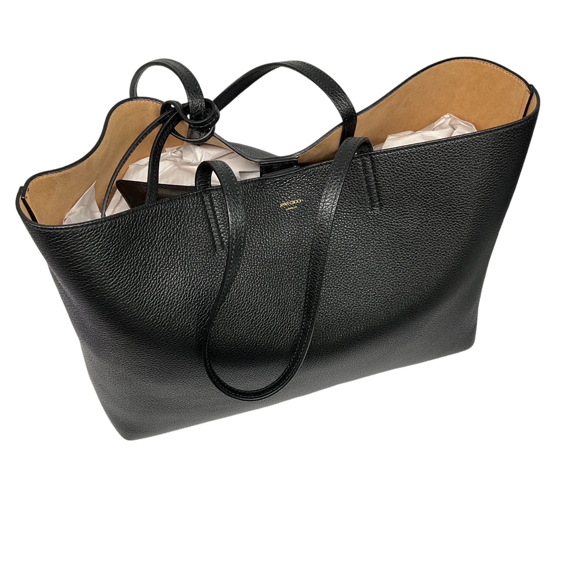 Jimmy Choo Black Pebbled Leather Tote Handbag