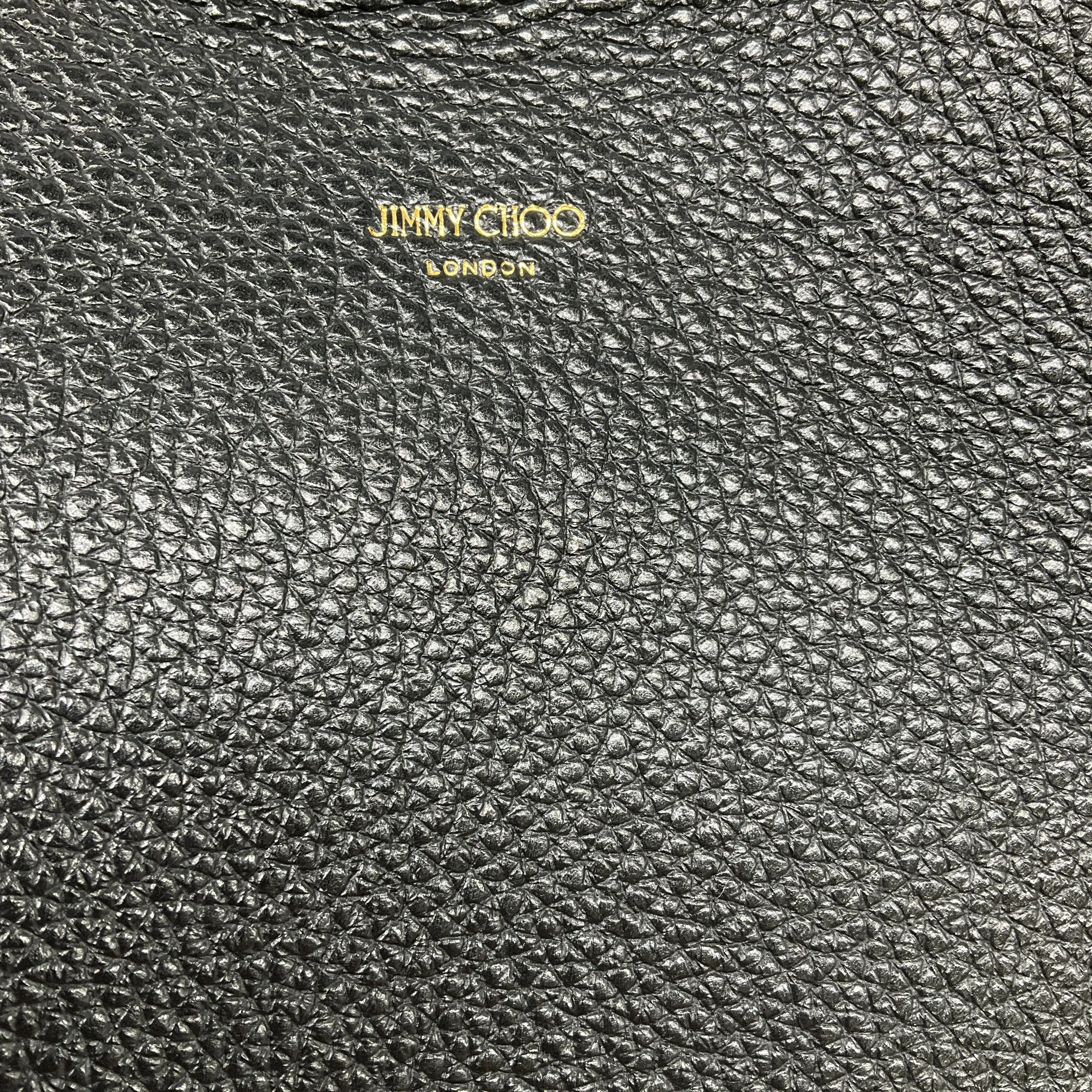 Jimmy Choo Black Pebbled Leather Tote Handbag