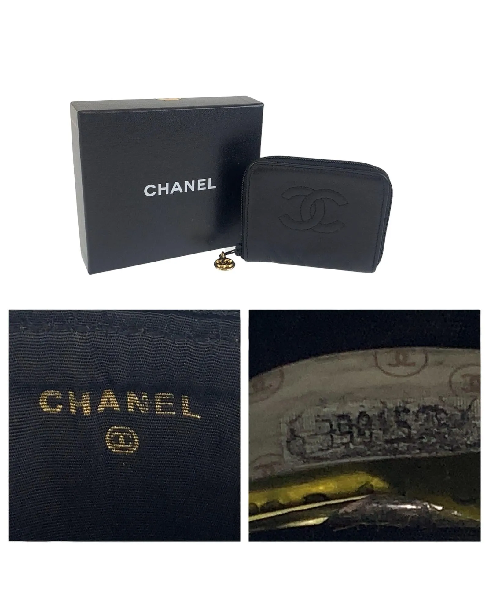 Leather Coin Case in Black for Women by Chanel