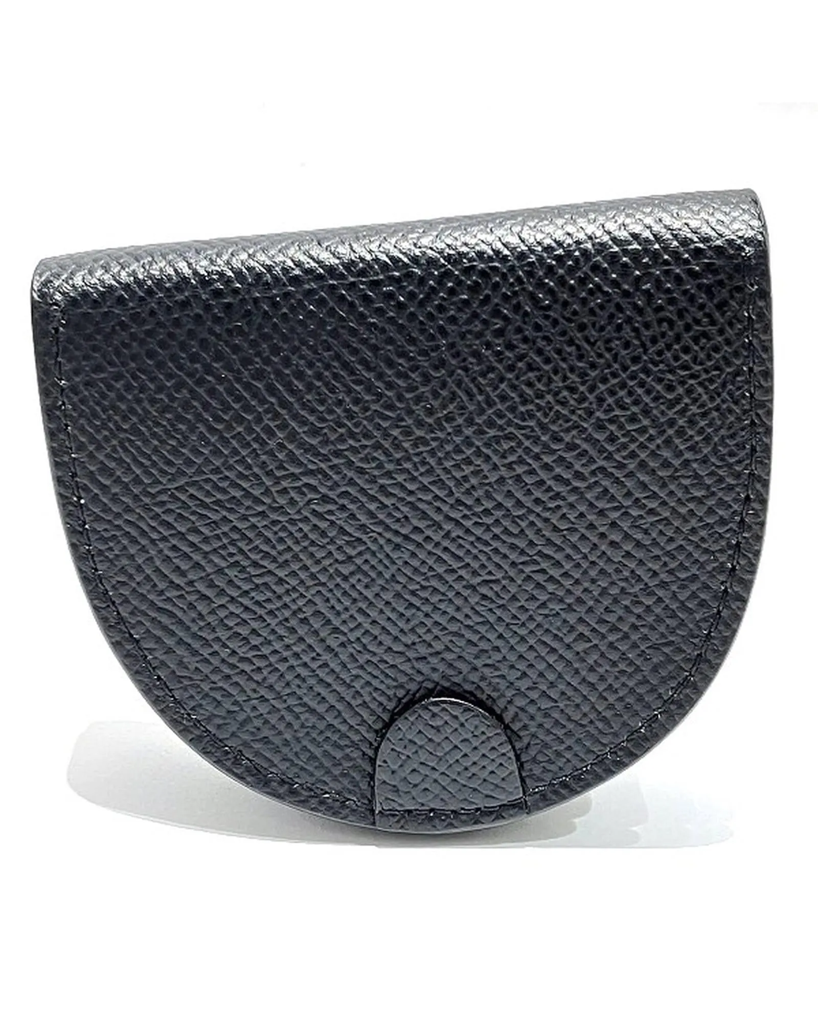 Leather Horseshoe Coin Purse in Black