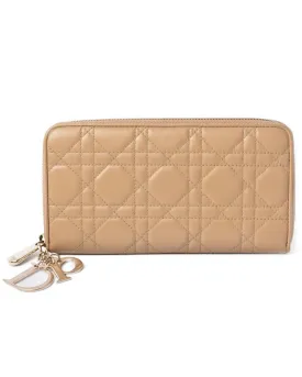 Leather Long Wallet in Beige/Gold by Christian Dior