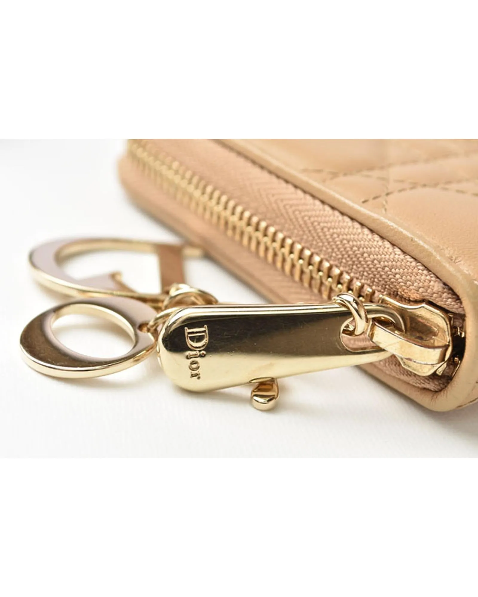 Leather Long Wallet in Beige/Gold by Christian Dior