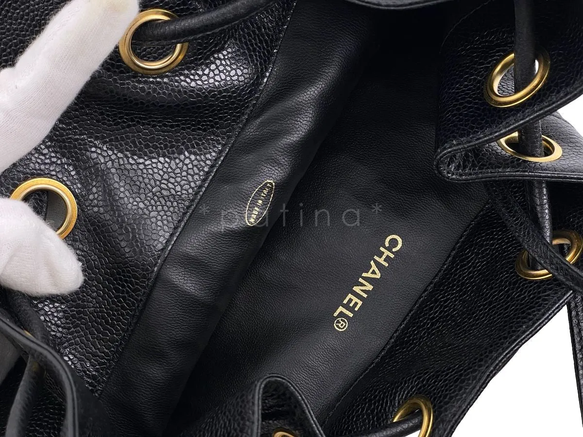 (LIKE NEW) Chanel Vintage Black Caviar Bucket Drawstring Bag 24k GHW