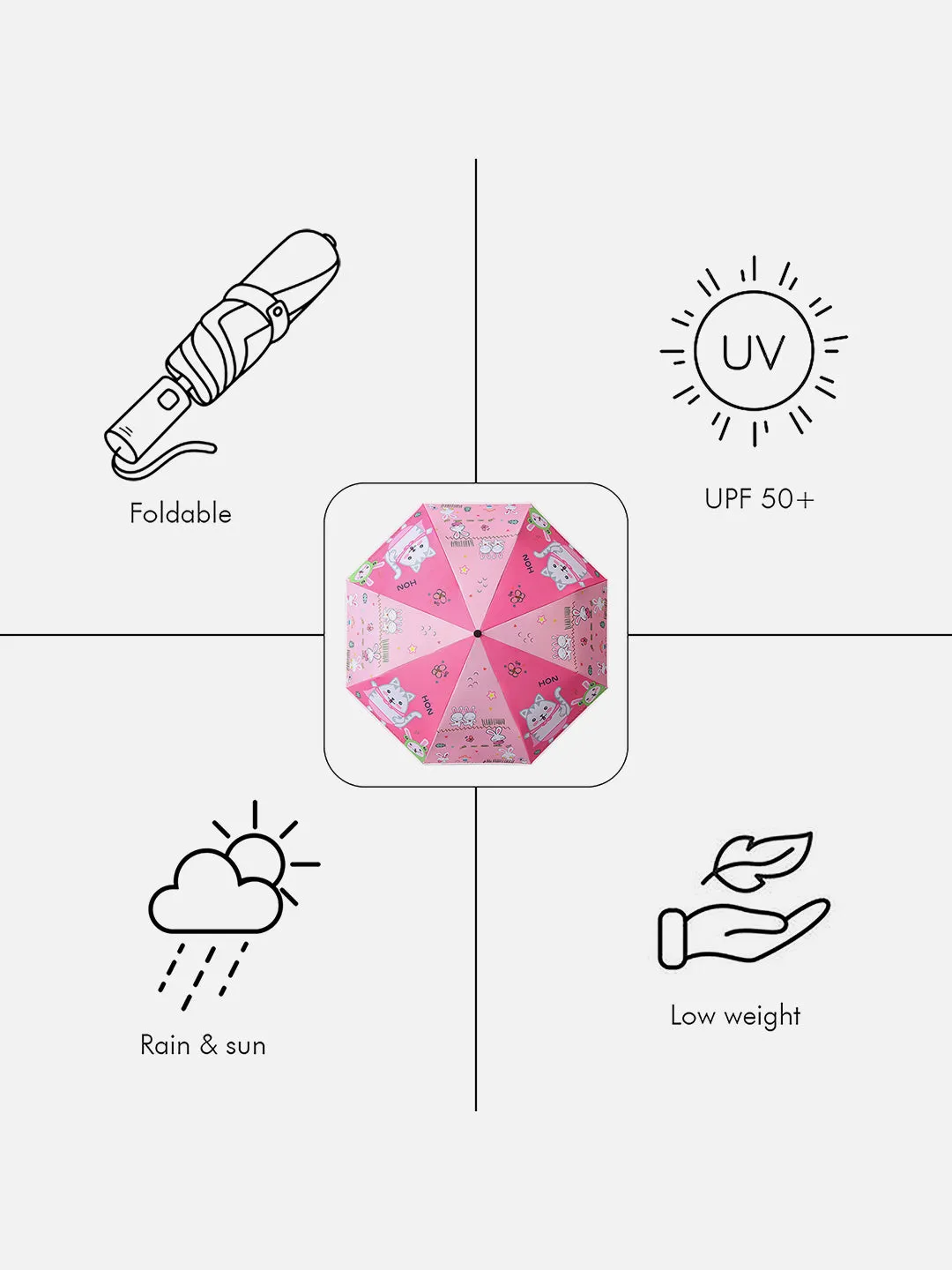 Little Surprise Box 3 fold Pink Umbrella for Kids