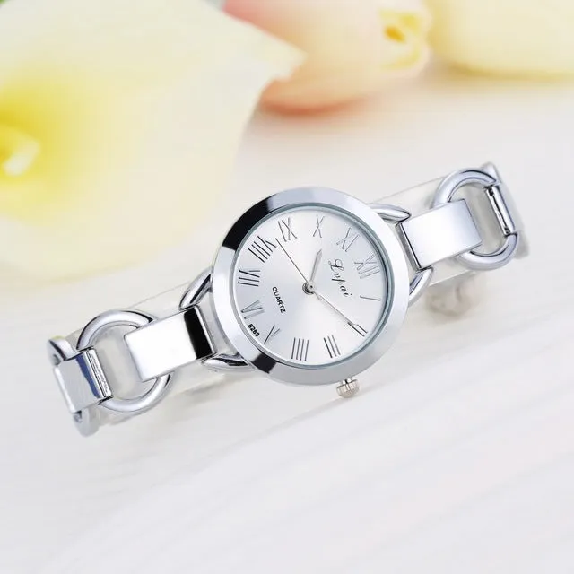 Lvpai Brand Stainess Steel Dress Watches Girls Quartz Watch Bracelet Watch Ladies Fashion Women Crystal Round Wristwatch