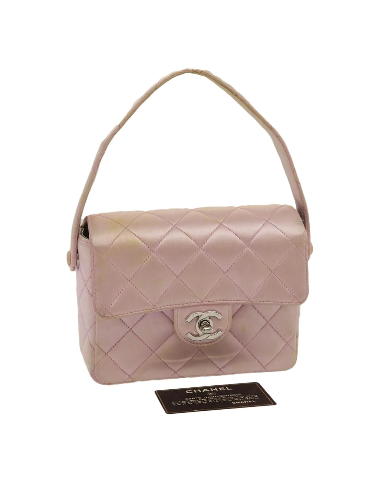 Matelasse Silk Satin Pink Hand Bag