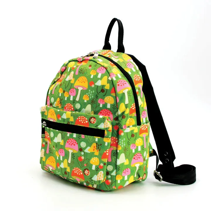 Mini Green Backpack - Groovy Mushrooms