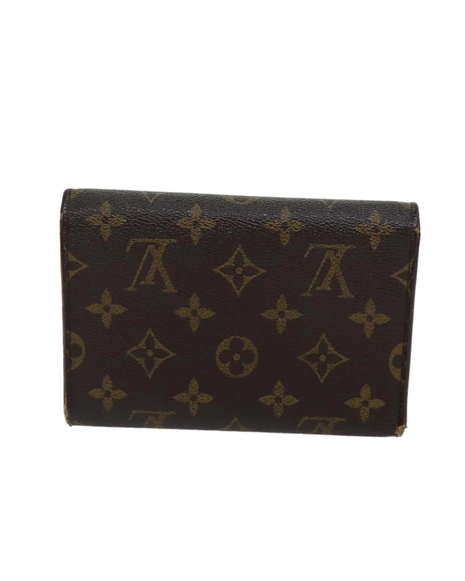 Monogram Canvas Wallet with Button Clasp and Multiple Compartments