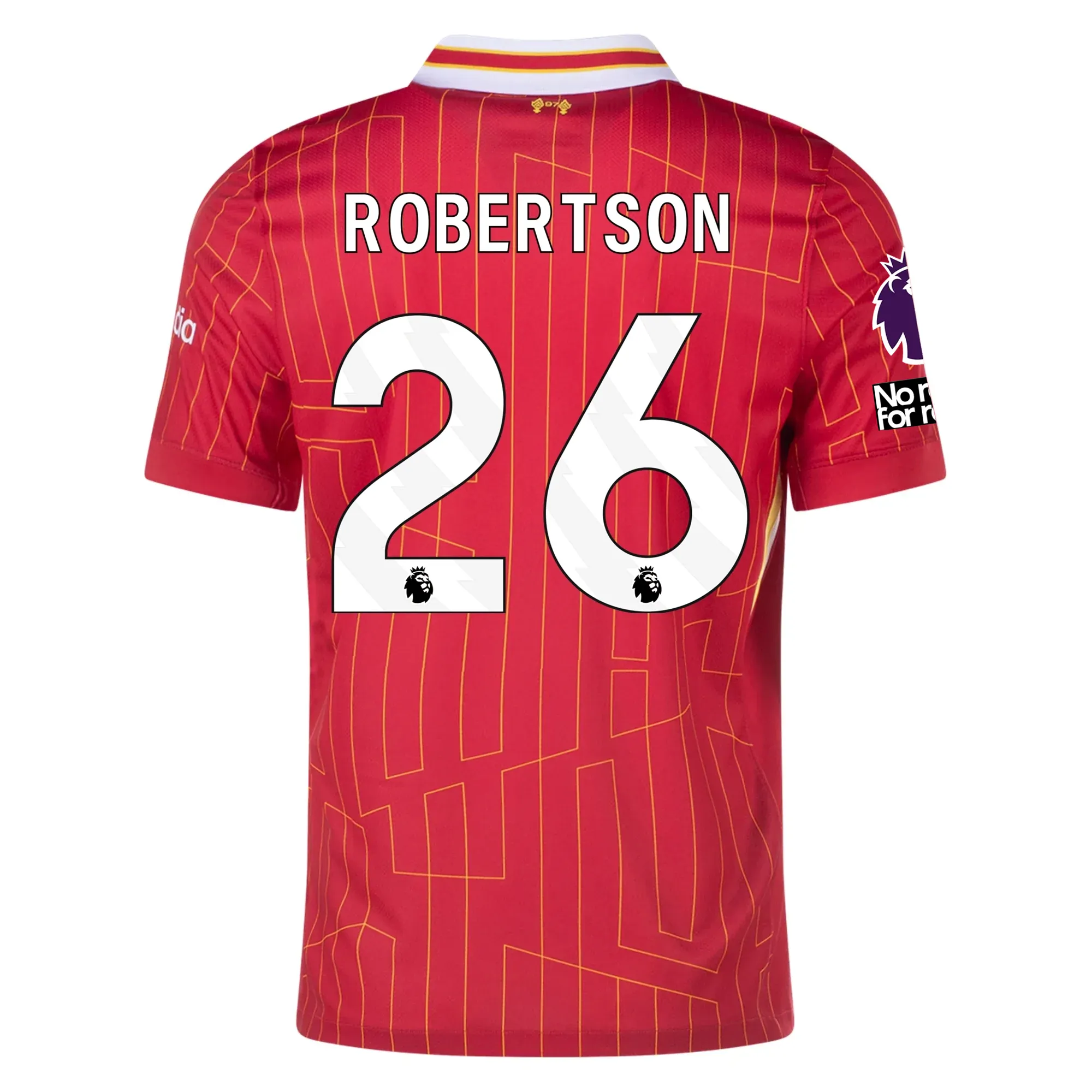 Nike Liverpool Andrew Robertson Home Jersey w/ EPL   No Room For Racism Patches 24/25 (Gym Red/Chrome Yellow)