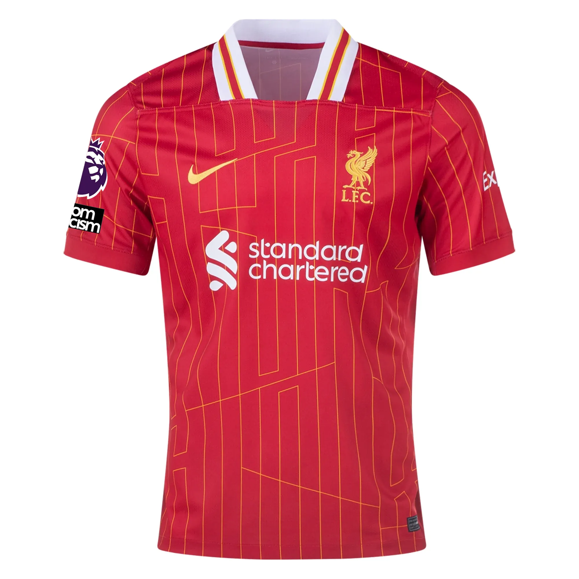 Nike Liverpool Andrew Robertson Home Jersey w/ EPL   No Room For Racism Patches 24/25 (Gym Red/Chrome Yellow)