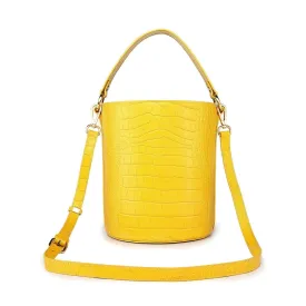 Olympia Croc Embossed Leather Cylinder Handbag