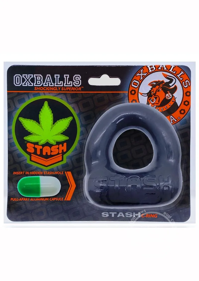 Oxballs Stash Cock Ring With Aluminum Capsule Insert - Black