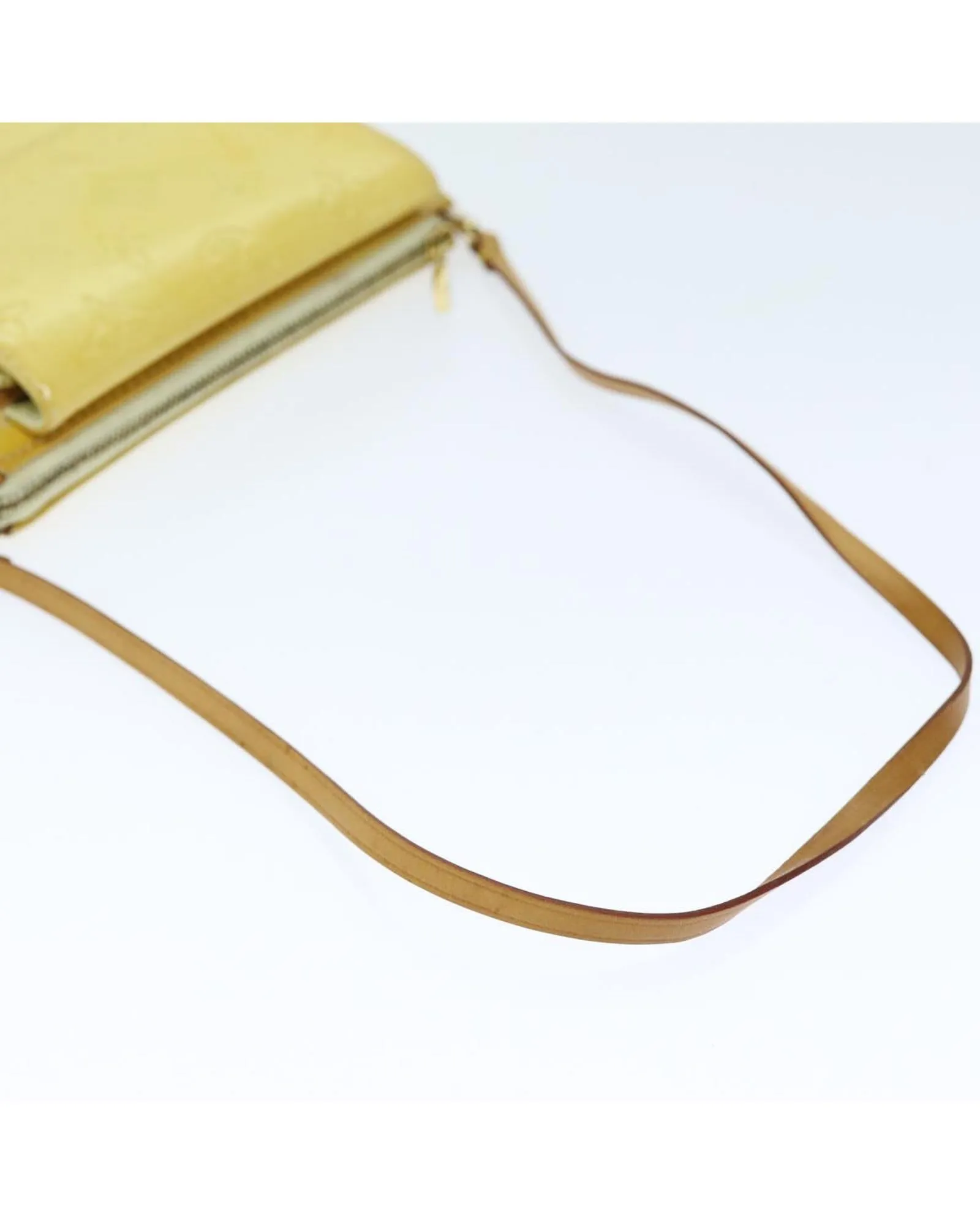 Patent Leather Motto Pouch in Lime Yellow