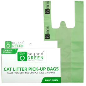 Plant-Based Cat Litter Pick-Up Bags with Handles - 100 bags