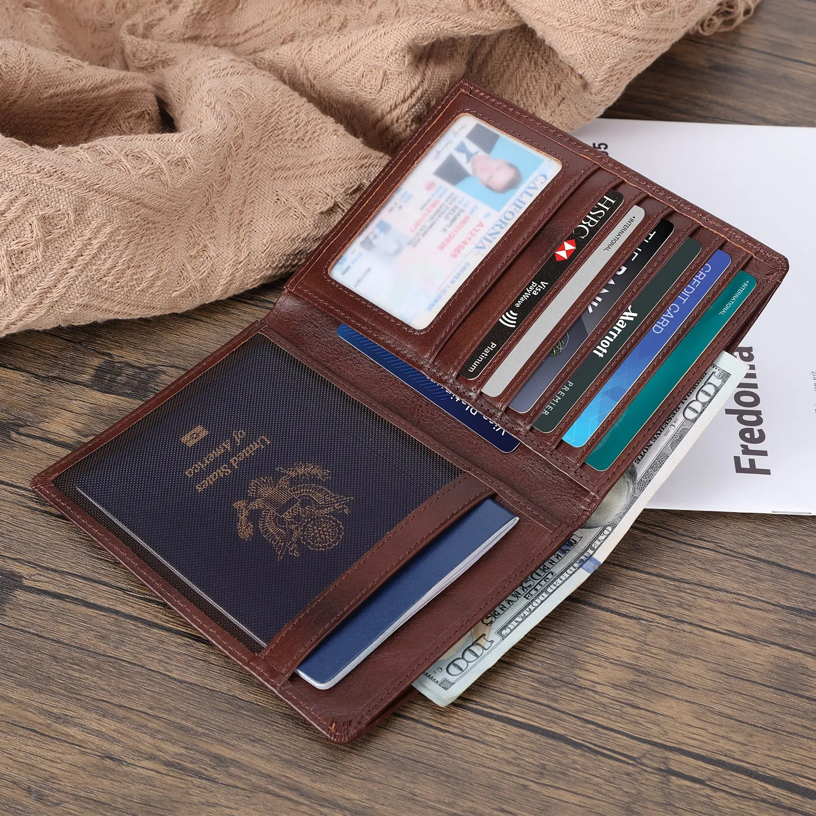 Polare Luxury RFID Blocking Leather Passport Holder Travel Wallet For Men and Women