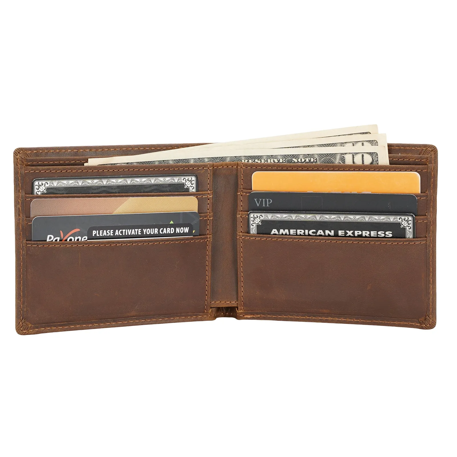 Polare Original Men's RFID Blocking Vintage Italian Genuine Leather Slim Bifold Wallet