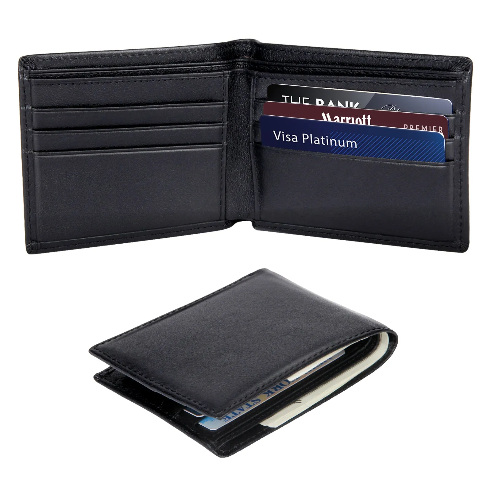 Polare Original Men's RFID Blocking Vintage Italian Genuine Leather Slim Bifold Wallet