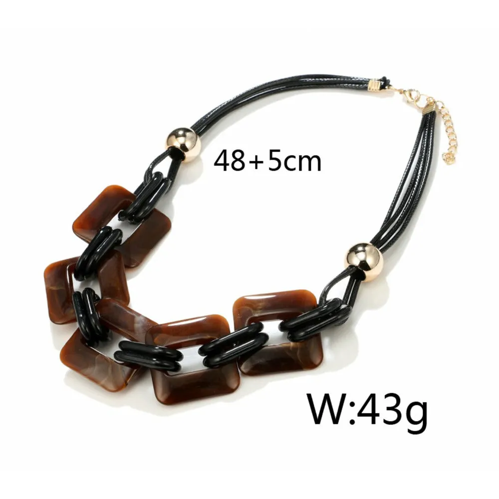 Power Acrylic Leather Chord Choker Necklace