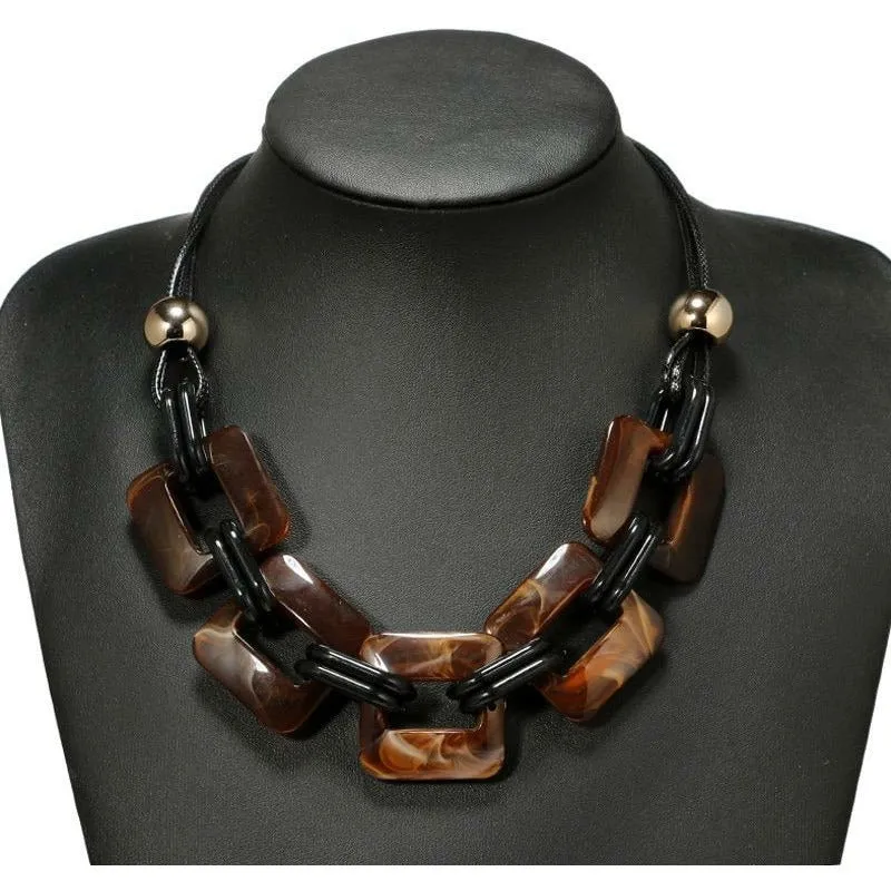 Power Acrylic Leather Chord Choker Necklace