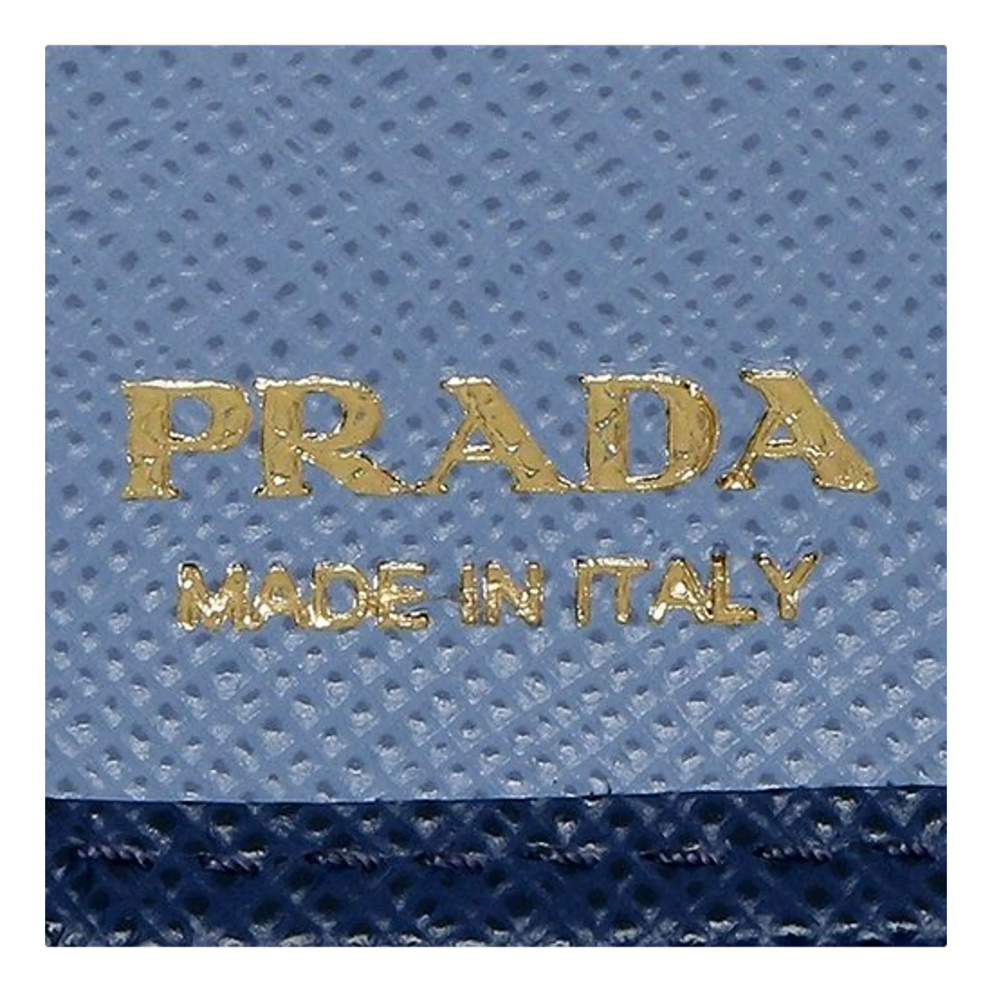 Prada Saffiano Metal Compact Wallet Bluette Blue Multicolor Gold Hardware