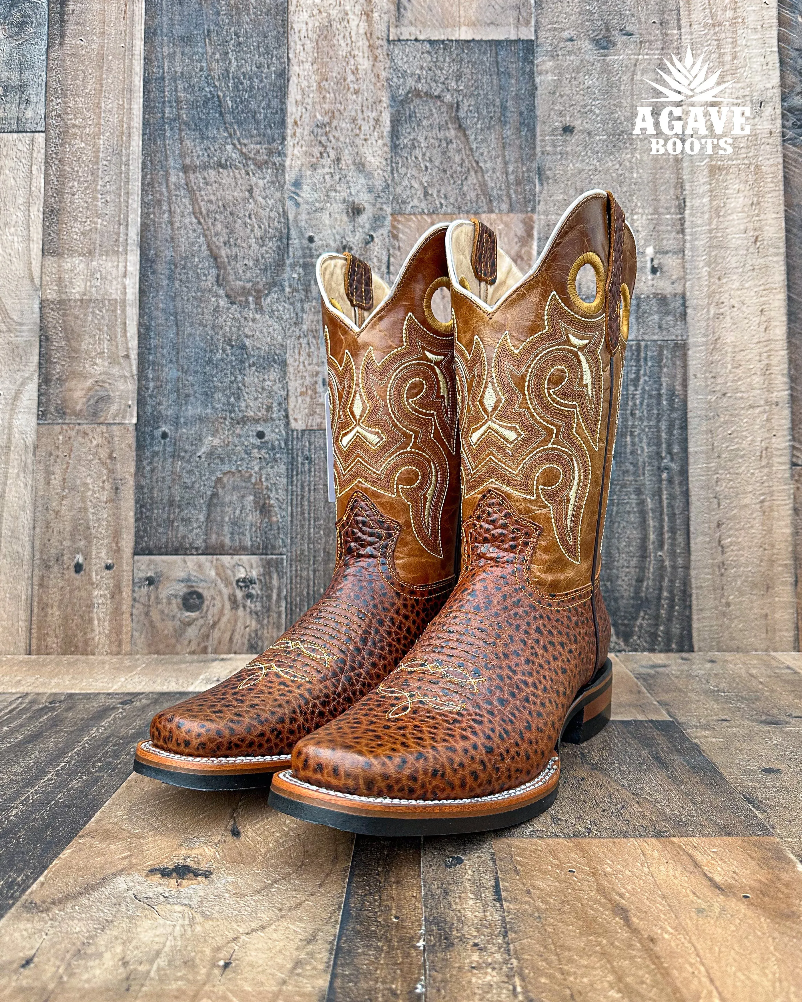 "BULL" COGNAC | MEN SQUARE TOE WESTERN COWBOY BOOTS