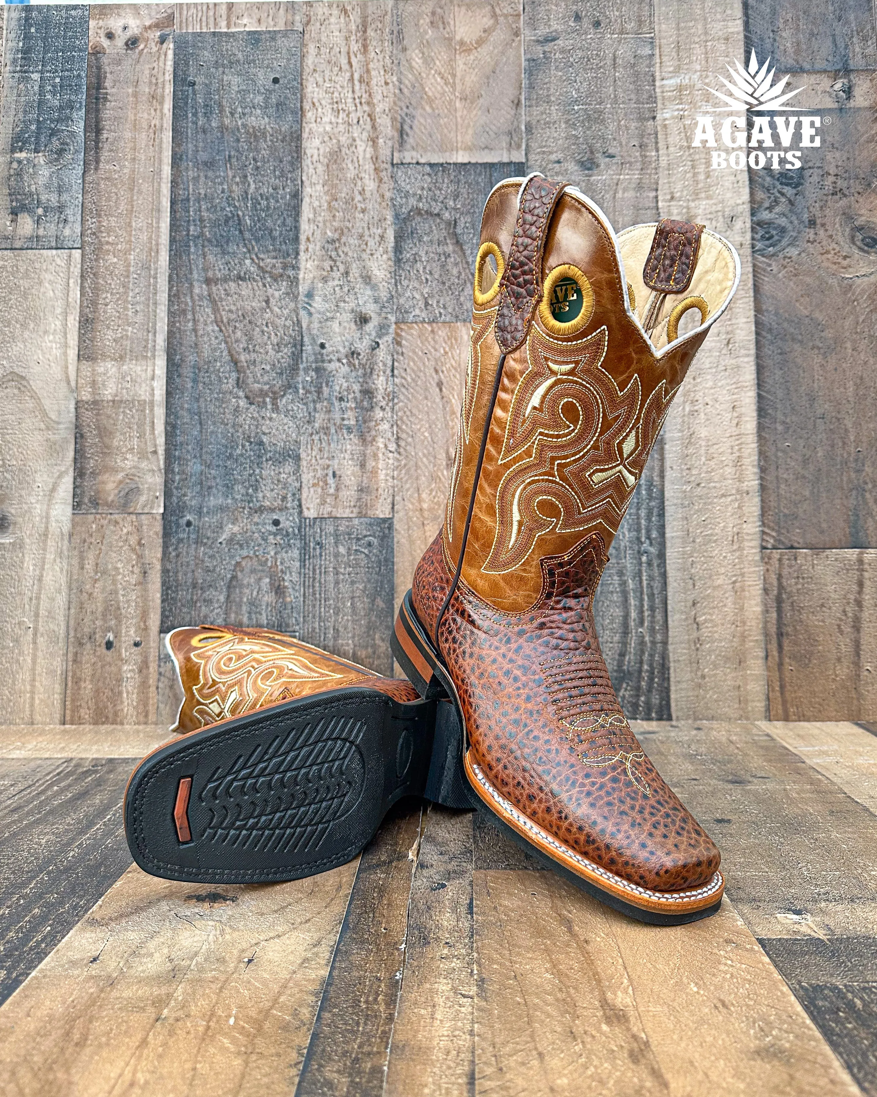 "BULL" COGNAC | MEN SQUARE TOE WESTERN COWBOY BOOTS